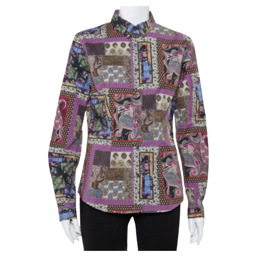 Etro Multicolor Paisley Printed Button Front Fitted Shirt L For Sale