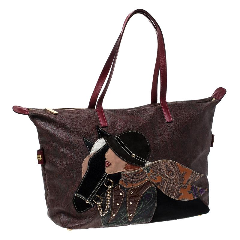 Etro Multicolor Paisley Printed Coated Canvas and Leather Embroidered Tote 5