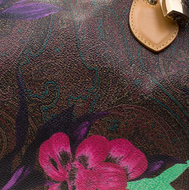 Women's Etro Multicolor Paisley Printed Coated Canvas and Leather Satchel
