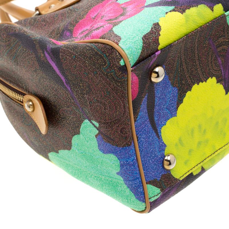 Etro Multicolor Paisley Printed Coated Canvas and Leather Satchel 2