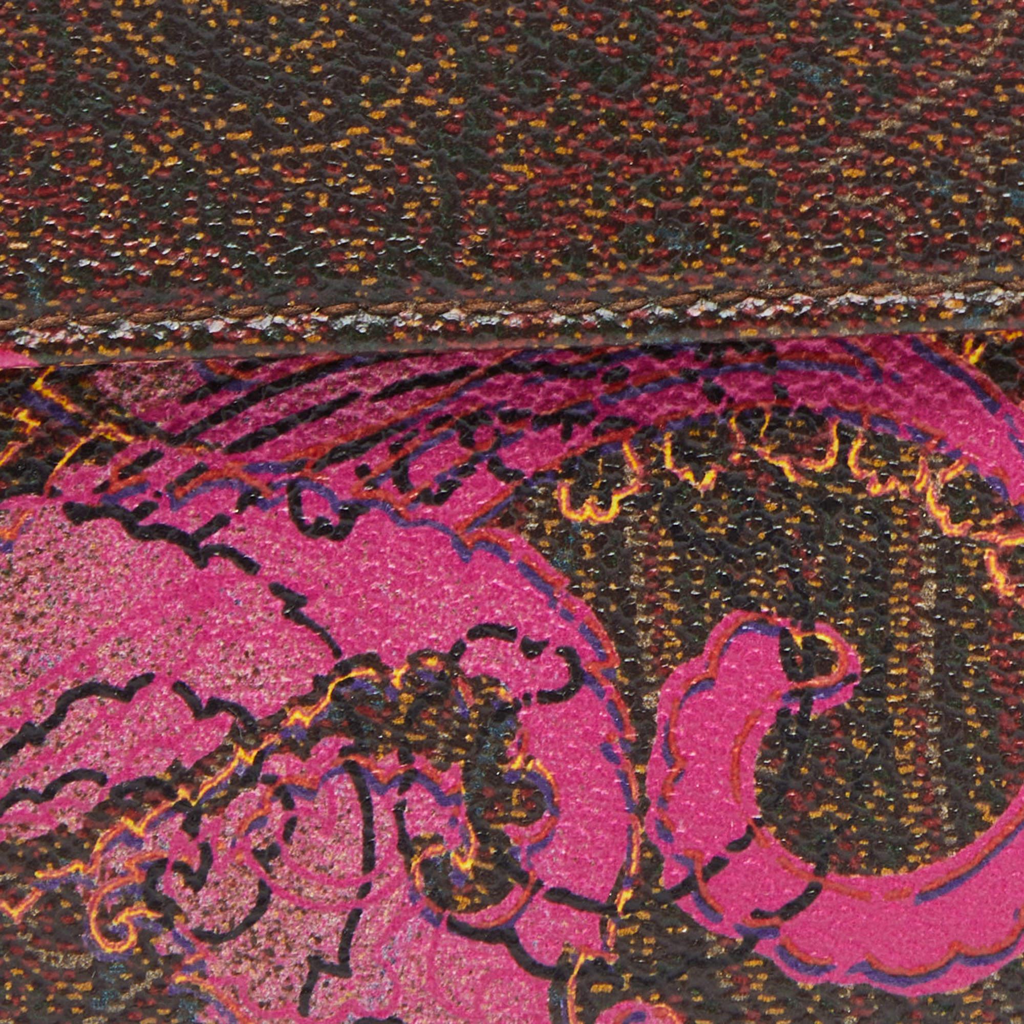Etro Portefeuille compact en toile enduite imprimée multicolore Paisley Pour femmes en vente