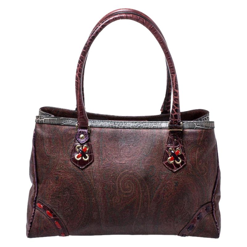 Etro Multicolor Paisley Printed Coated Canvas Tote For Sale at 1stDibs