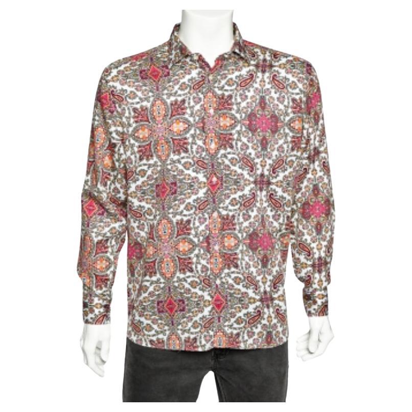 Etro Camisa de algodón con estampado paisley multicolor y botones 3XL
