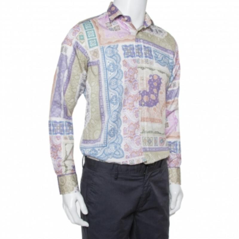 Design and quality come together in this shirt from the house of Etro. If your style is classic, then this multicolored shirt is the ideal choice for you. Made from cotton, it flaunts delicate paisley prints throughout. It has a fitted silhouette,