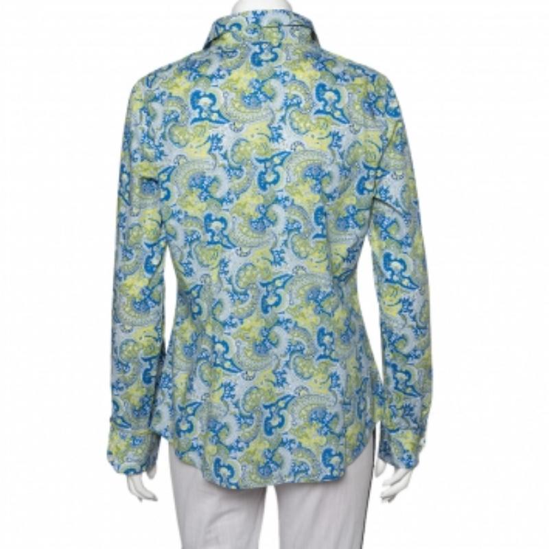 Etro Multicolor Paisley Printed Cotton Button Front Shirt L In Excellent Condition For Sale In Dubai, Al Qouz 2