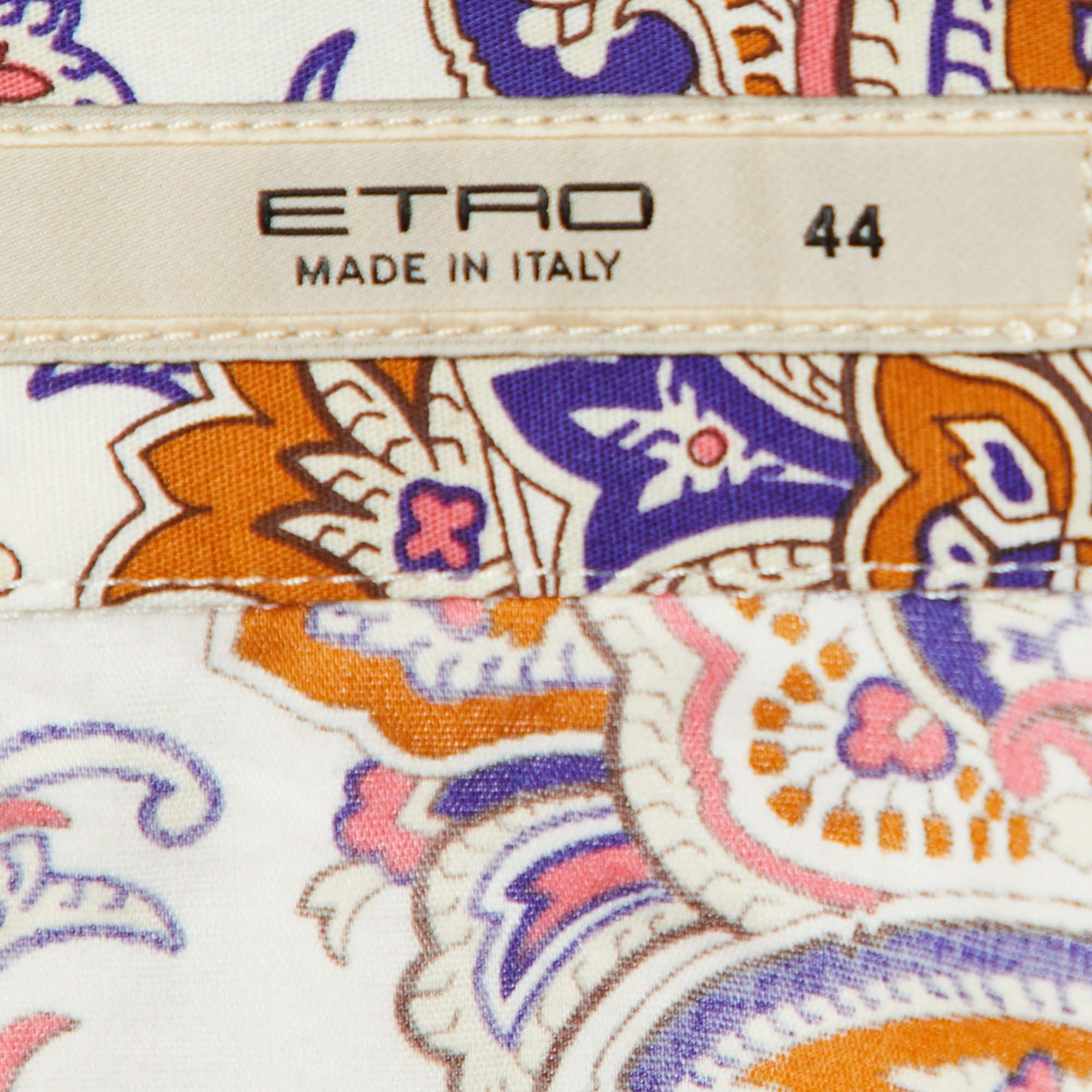 Women's Etro Multicolor Paisley Printed Cotton Button Front Shirt M For Sale