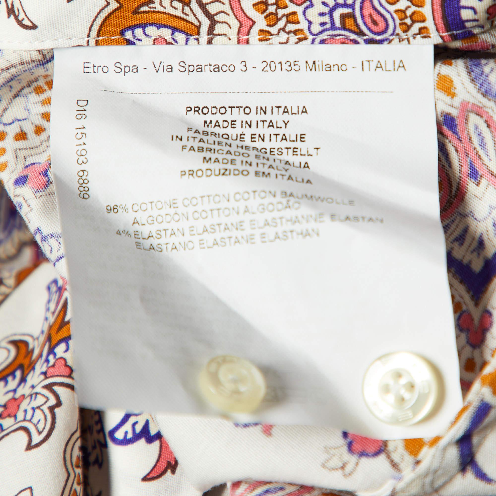 Etro Multicolor Paisley Printed Cotton Button Front Shirt M For Sale 1