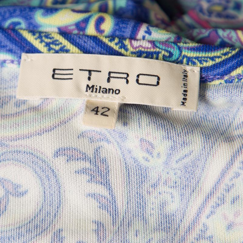 Etro Multicolor Paisley Printed Jersey Maxi Dress M 1