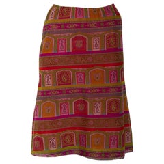 Etro Multicolor Paisley Printed Mesh Knit A-Line Skirt M