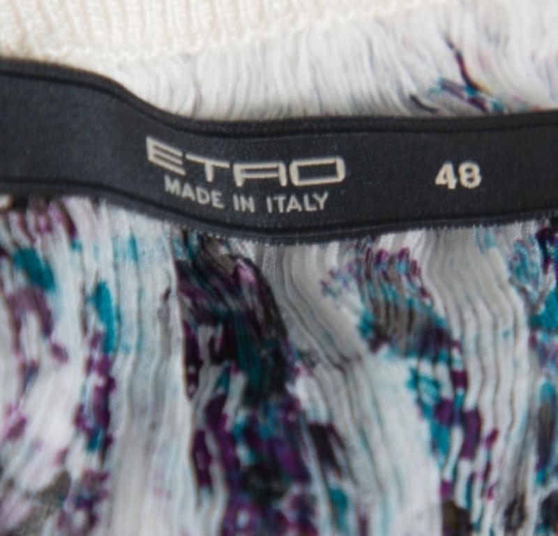 Etro Multicolor Paisley Printed Silk Knit Top L In Good Condition For Sale In Dubai, Al Qouz 2