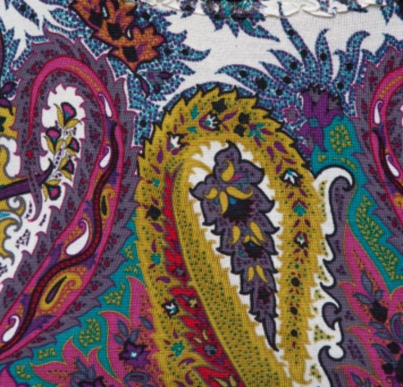 Etro Multicolor Paisley Printed Silk Knit Top L For Sale 1