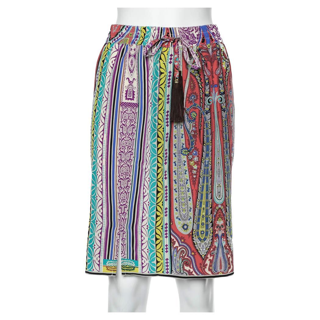 Etro Multicolor Paisley Printed Silk Mini Skirt M For Sale