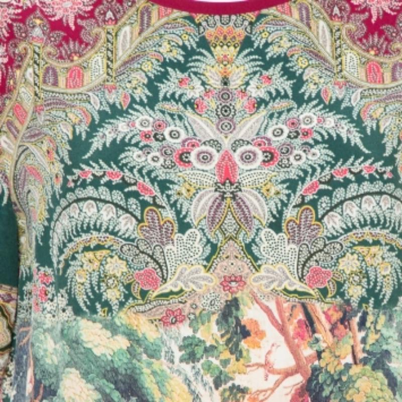 Etro Multicolor Paisley Printed Silk Ombre Effect Short Sleeve Top M In Excellent Condition For Sale In Dubai, Al Qouz 2