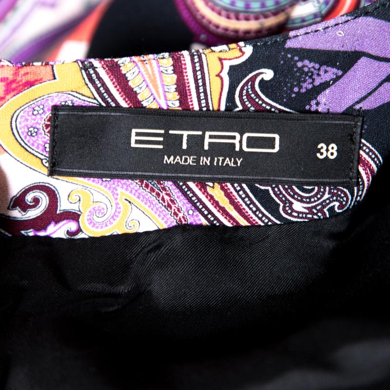 Gray Etro Multicolor Paisley Printed Sleeveless Midi Dress S