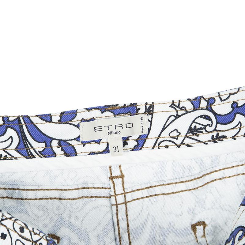 Women's Etro Multicolor Paisley Printed Slim Fit Denim Jeans L