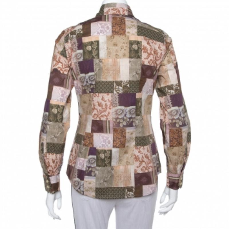 Etro Multicolor Paisley Printed Stretch Cotton Button front Shirt M In Good Condition For Sale In Dubai, Al Qouz 2