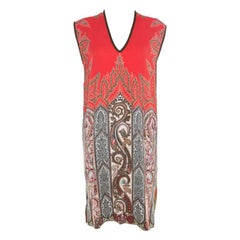 Etro Multicolor Paisley Printed Stretch Crepe Shift Dress M