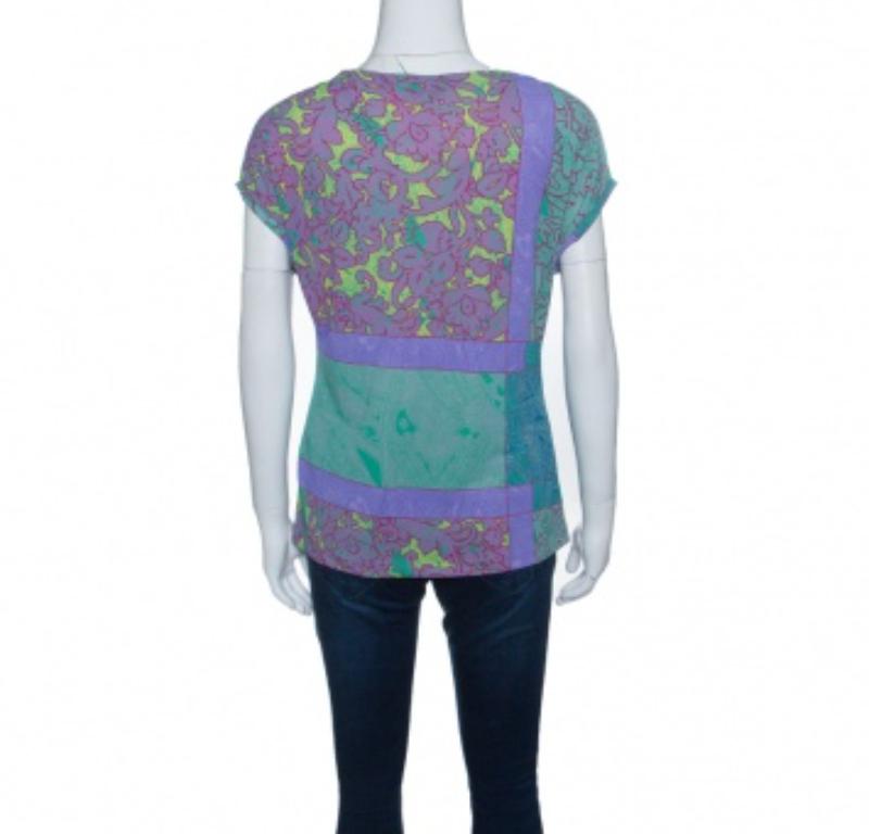 Grigio Etro - Top stampato con motivo paisley multicolore - L.L. in vendita