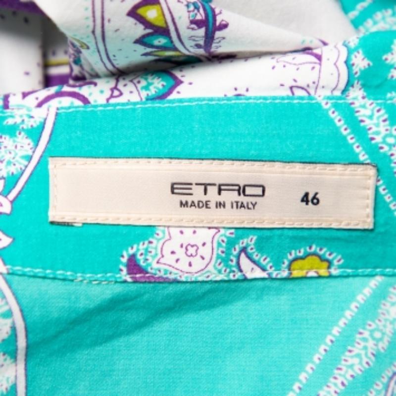 Etro Multicolore Paisley Prited Cotton Button Front Shirt L Bon état - En vente à Dubai, Al Qouz 2