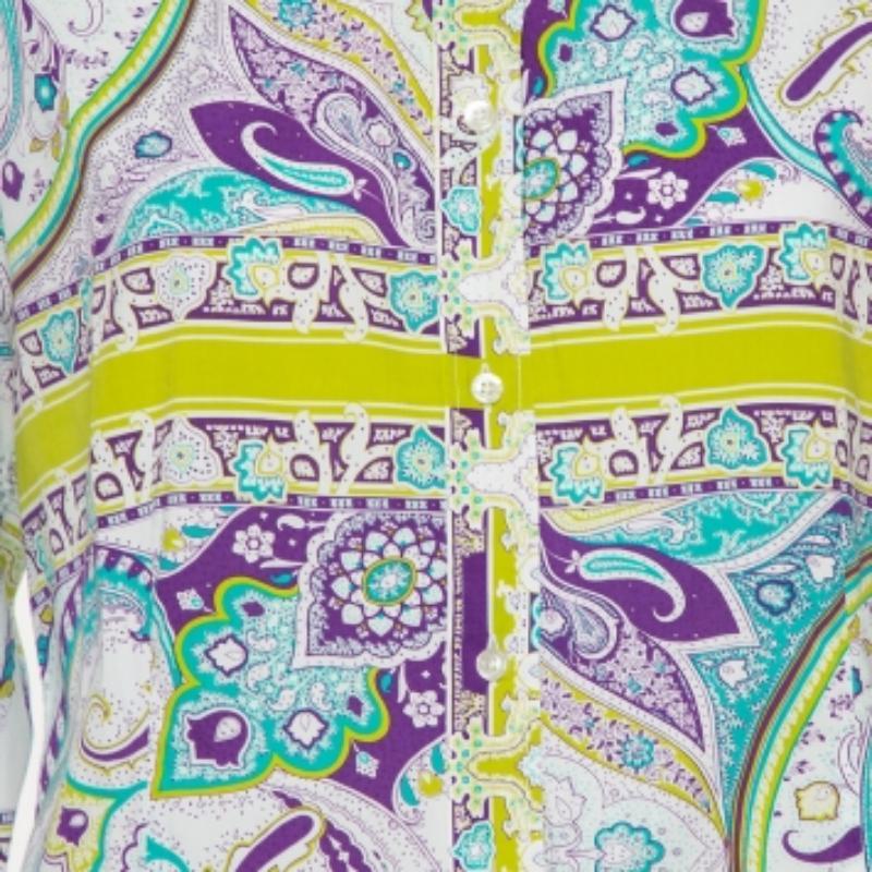 Etro Multicolore Paisley Prited Cotton Button Front Shirt L Pour femmes en vente