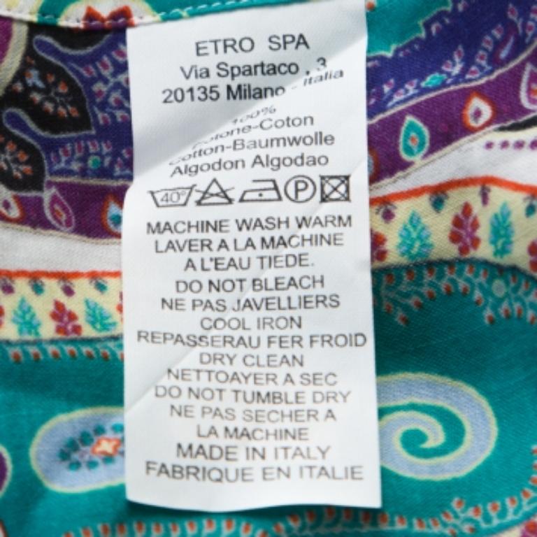 Questo top di Etro dimostra la sua maestria nella creazione di silhouette classiche e nel conferire un look libero. Questa versatile camicia multicolore è realizzata in cotone e presenta stampe paisley su tutta la superficie. Presenta maniche lunghe