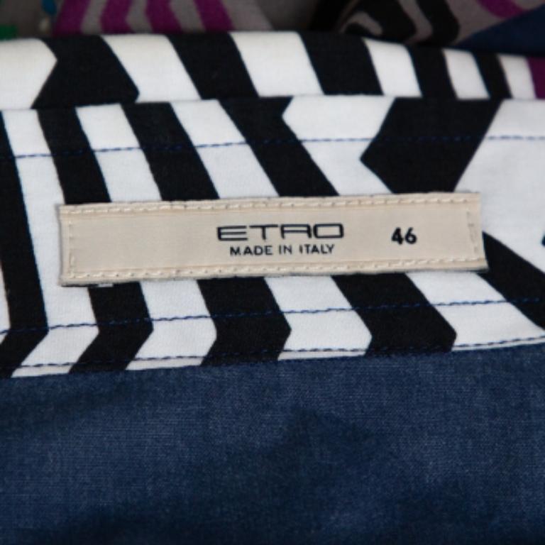 Etro Multicolor Patchwork Print Cotton Button Front Shirt L In Good Condition For Sale In Dubai, Al Qouz 2