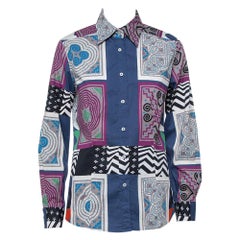 Etro Multicolor Patchwork Print Cotton Button Front Shirt L