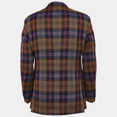 Etro Multicolor Plaid Linen Blend Blazer M