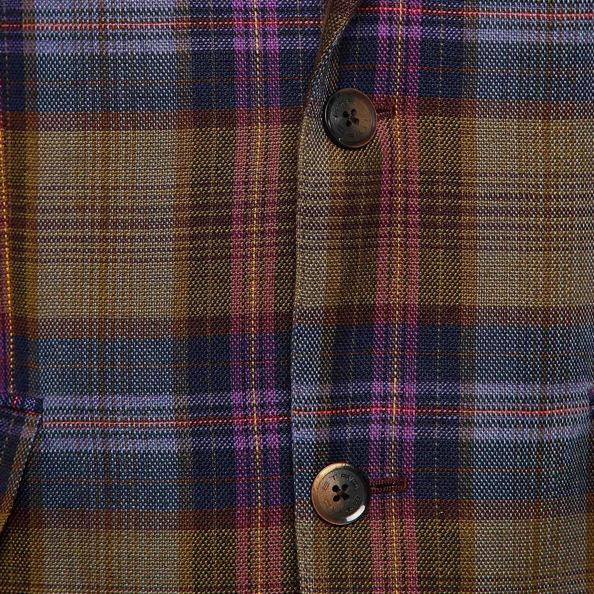Nero Etro - Blazer a quadri multicolore in misto lino - M. I. in vendita