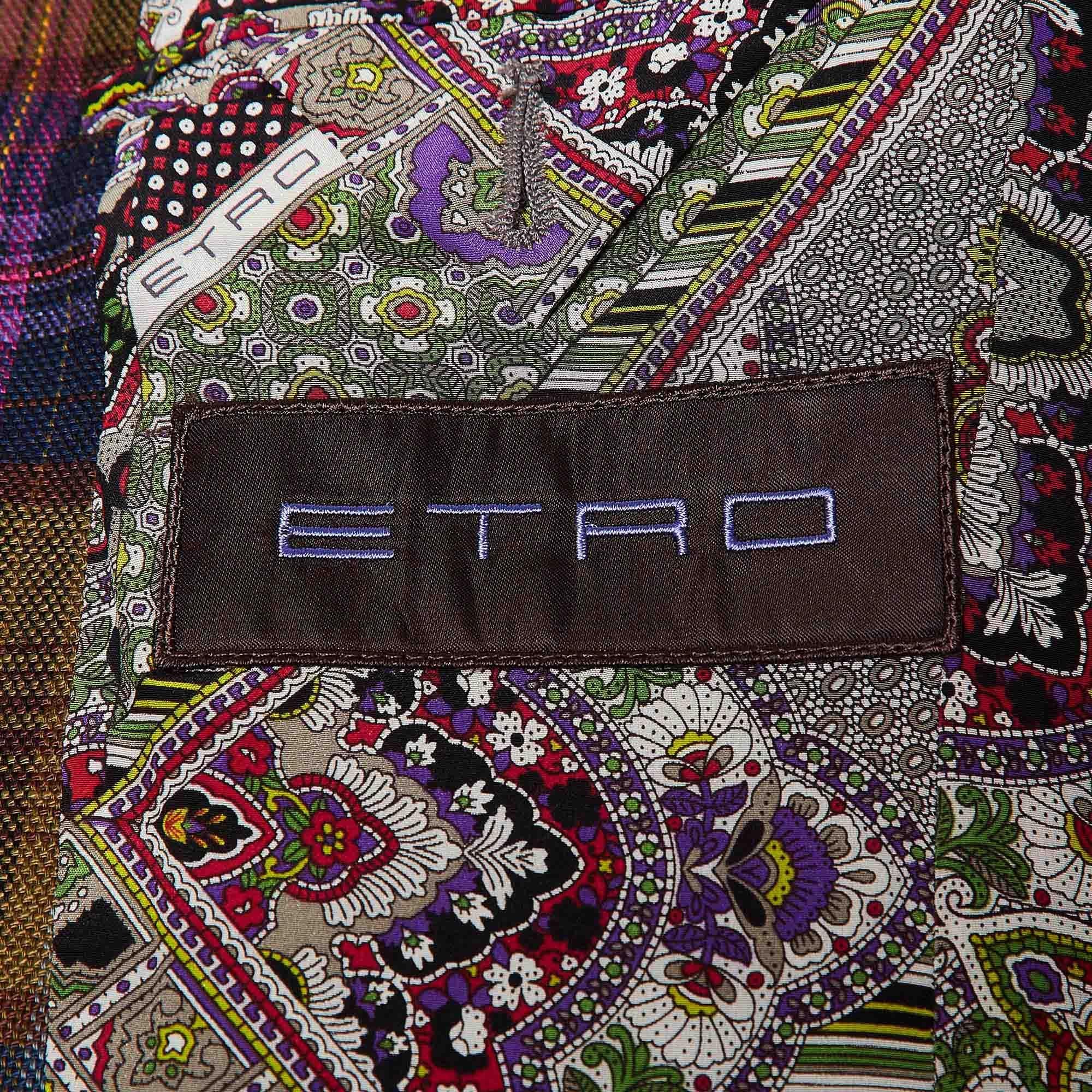 Etro - Blazer a quadri multicolore in misto lino - M. I. In condizioni buone in vendita a Dubai, Al Qouz 2