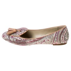 Etro Multicolor Printed Coated Canvas Tassel Ballet Flats Size 36