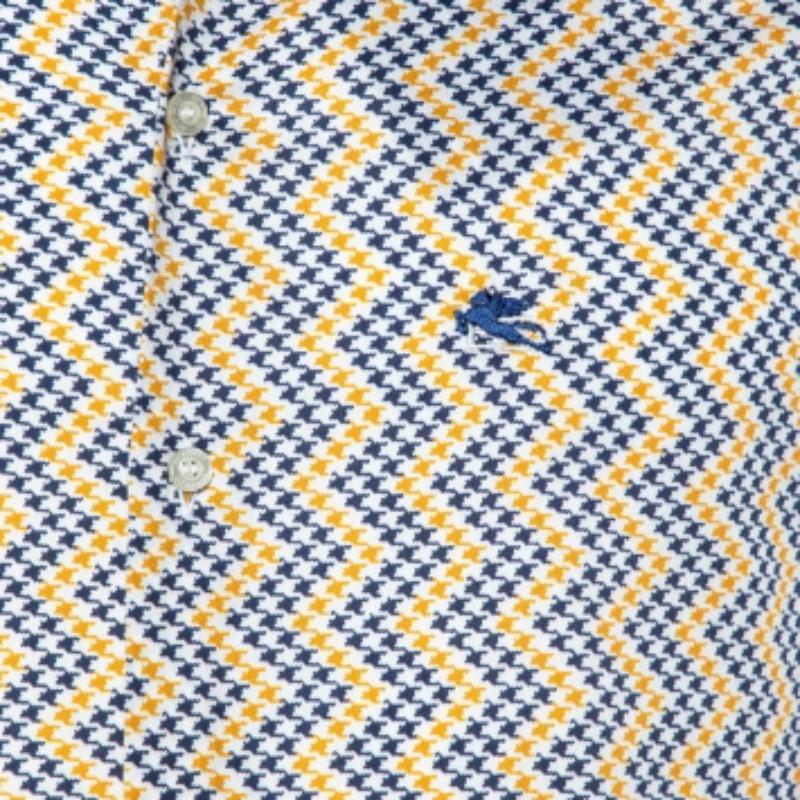 Gris Etro - Chemise boutonnée en coton imprimé multicolore M en vente