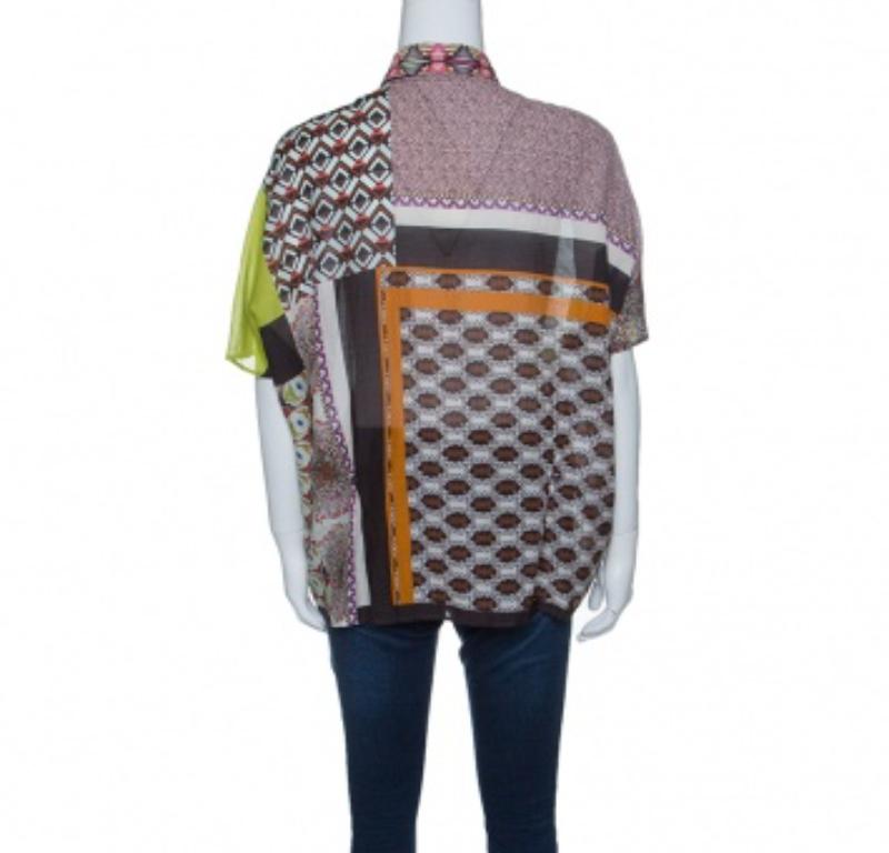 Etro Camisa oversize de algodón estampada multicolor M Negro en venta