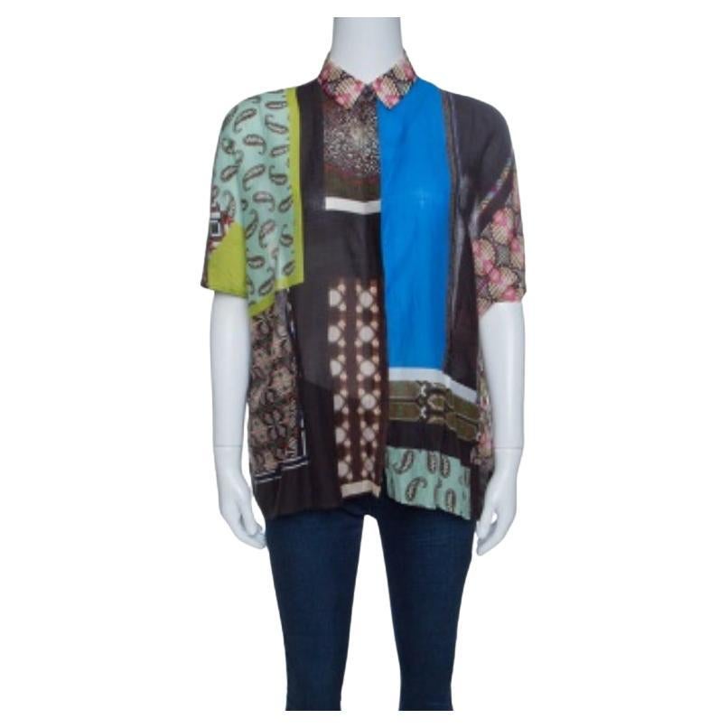Etro Camisa oversize de algodón estampada multicolor M en venta