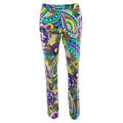 Etro - Pantalon droit en coton imprimé multicolore, taille M