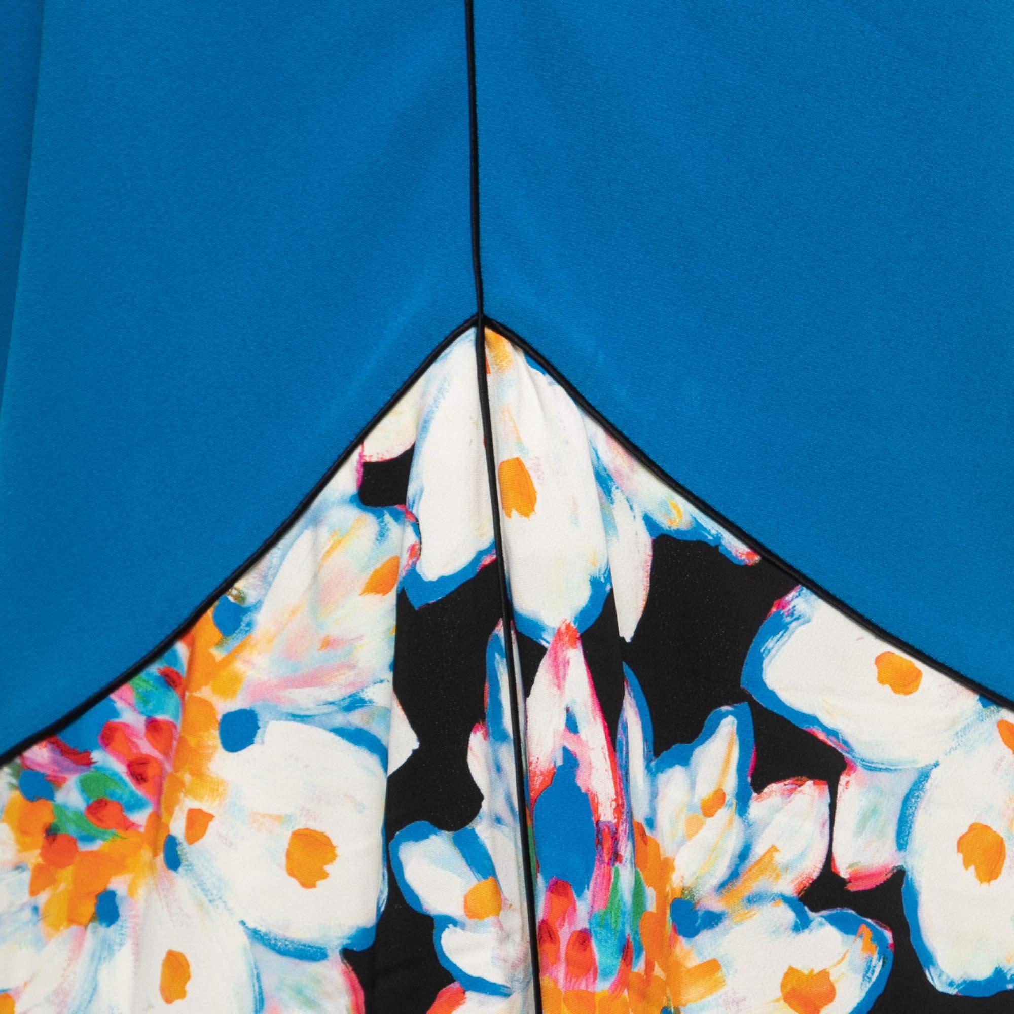 Women's Etro Multicolor Printed Crepe Cut Out Sleeve Detail Short Dress M For Sale