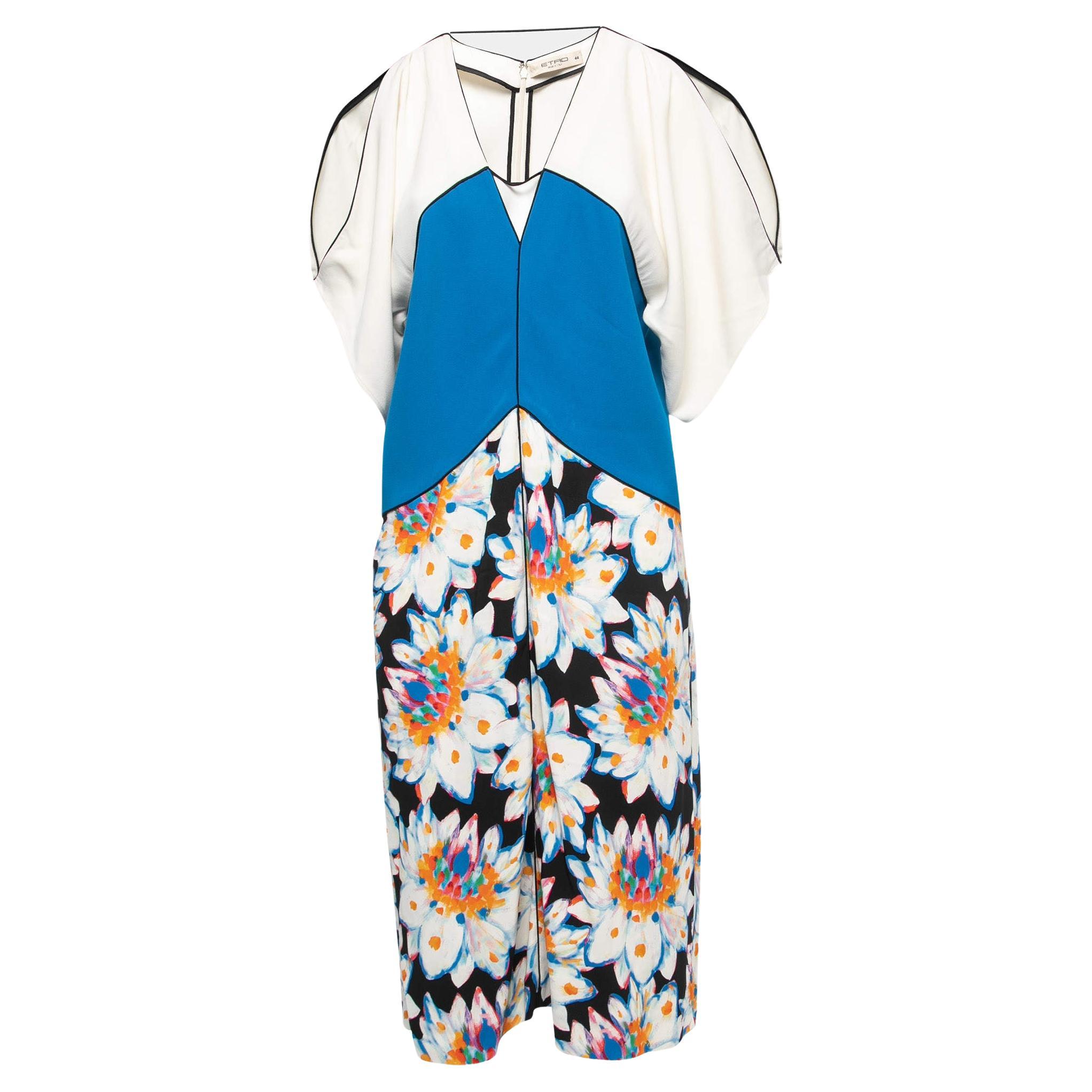 Etro Mehrfarbig bedrucktes Kurzes Kleid aus Krepp mit Ausschnittsärmeln und Ausschnitt M im Angebot