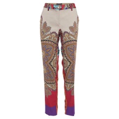 Etro Multicolor Printed Crepe Trousers L