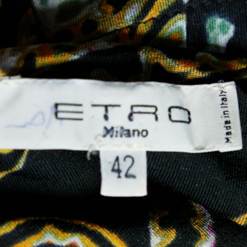 Etro, robe midi en maille imprimée multicolore avec nœud papillon M Bon état - En vente à Dubai, Al Qouz 2