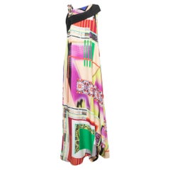 Etro Multicolor Printed Silk Beaded Strap One Shoulder Maxi Dress