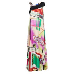 Etro Multicolor Printed Silk Beaded Strap One Shoulder Maxi Dress L