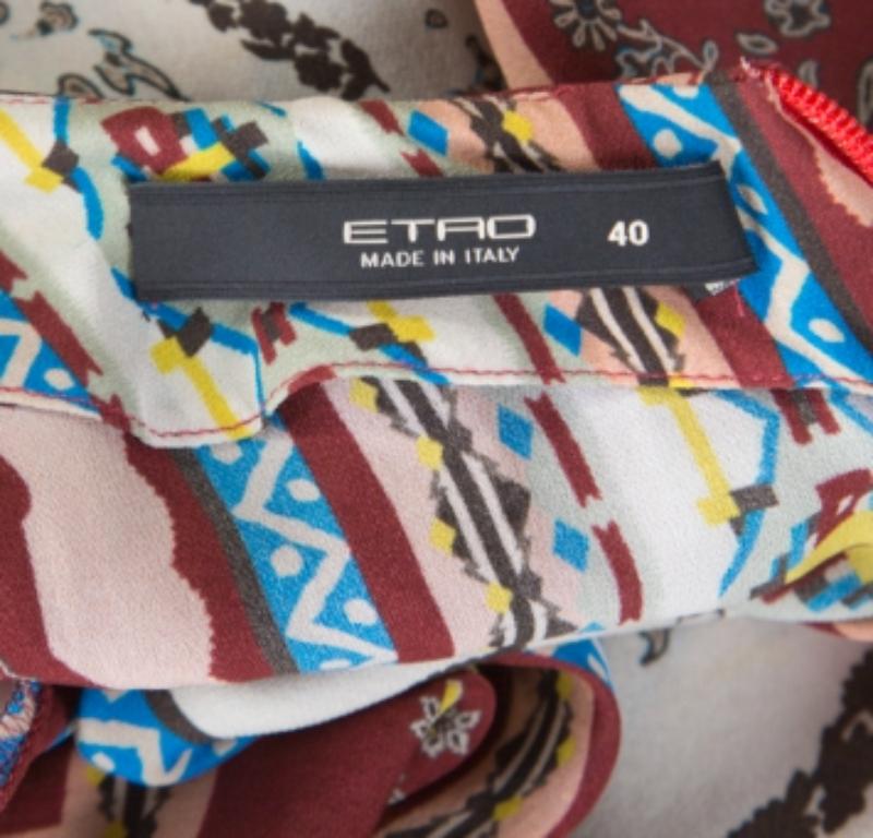 Etro Top Blouson in seta stampata multicolore S In condizioni buone in vendita a Dubai, Al Qouz 2