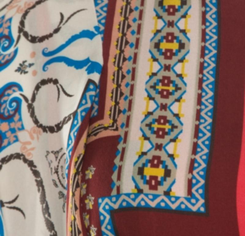 Etro Top Blouson in seta stampata multicolore S in vendita 1