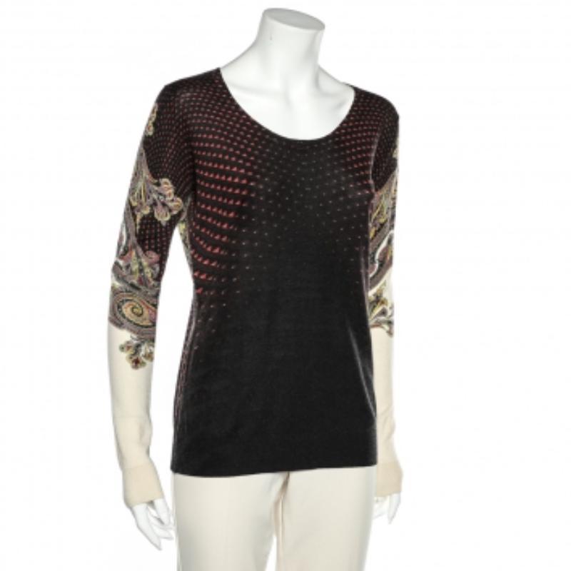Adoptez une approche élégante de l'hiver avec ce pull multicolore d'Etro. Créée à partir de soie et de cachemire, elle est un parfait mélange de luxe et de confort. Il est doté de manches longues et d'un simple col rond. Associez-le à un pantalon ou