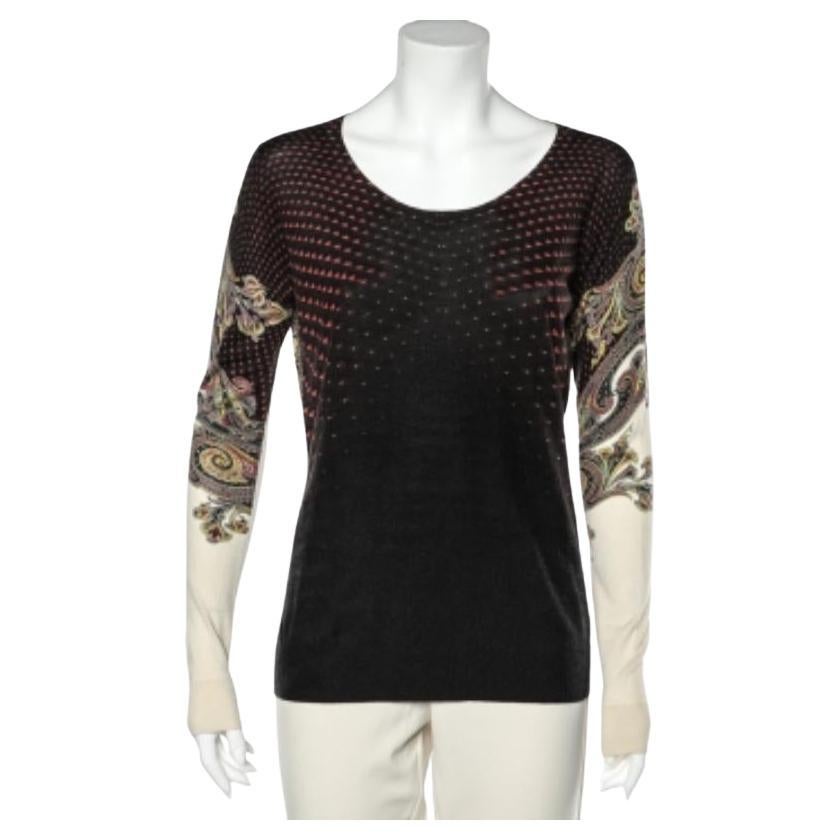Etro Maglione a girocollo in seta e cashmere stampato multicolore L.L.
