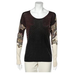 Etro Pull à col rond en tricot de soie et cachemire imprimé multicolore L