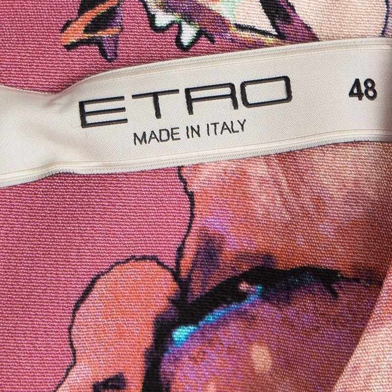 Etro Multicolor Printed Silk Draped Front Faux Wrap Dress L In New Condition In Dubai, Al Qouz 2