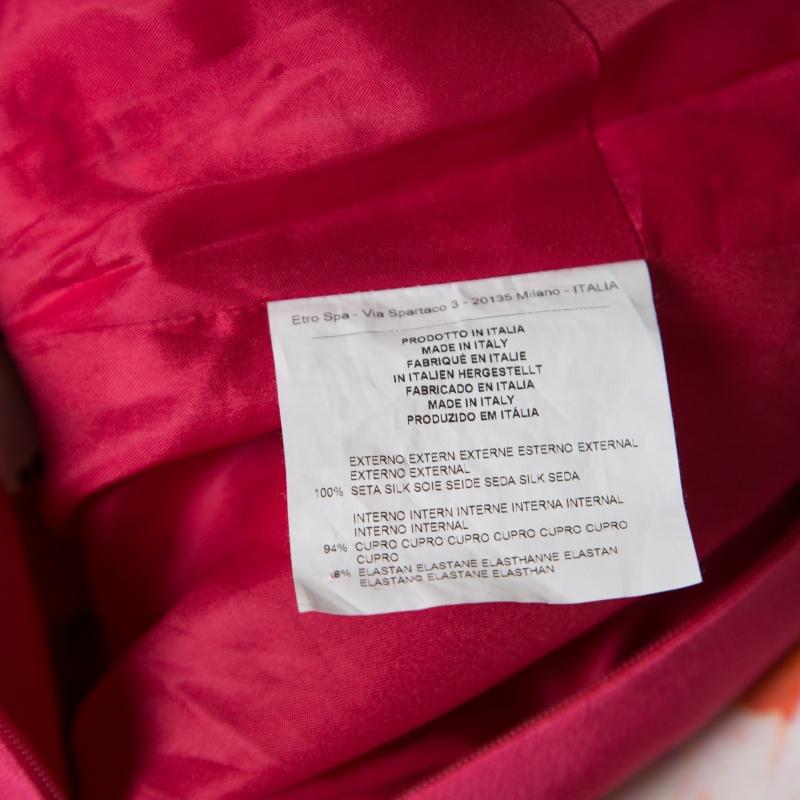 Etro Multicolor Printed Silk Draped Front Faux Wrap Dress L 2
