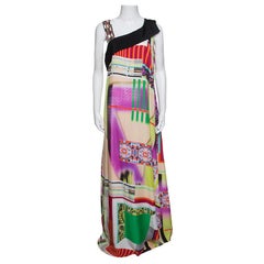 Etro Multicolor Printed Silk Embellished Strap Detail Sleeveless Maxi Dress L