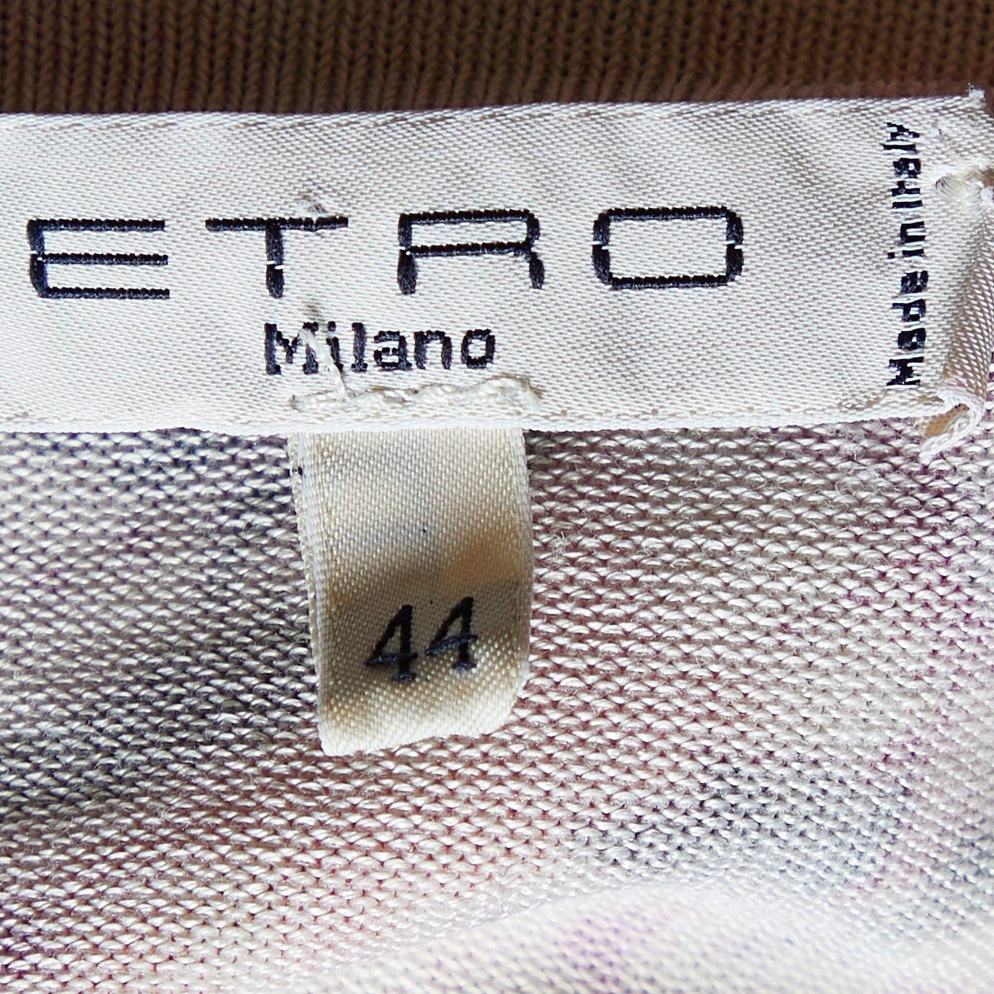 Cardigan Etro en tricot de soie imprimé multicolore à boutons sur le devant M Bon état - En vente à Dubai, Al Qouz 2